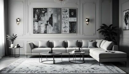 Photo interior modern design room 3d illustration;