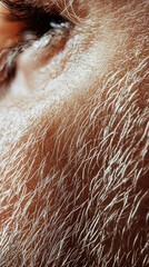 Fototapeta premium Close up view of human skin pores, showcasing fine hair and texture, highlighting intricate details of skin. This image captures natural beauty and complexity of human skin