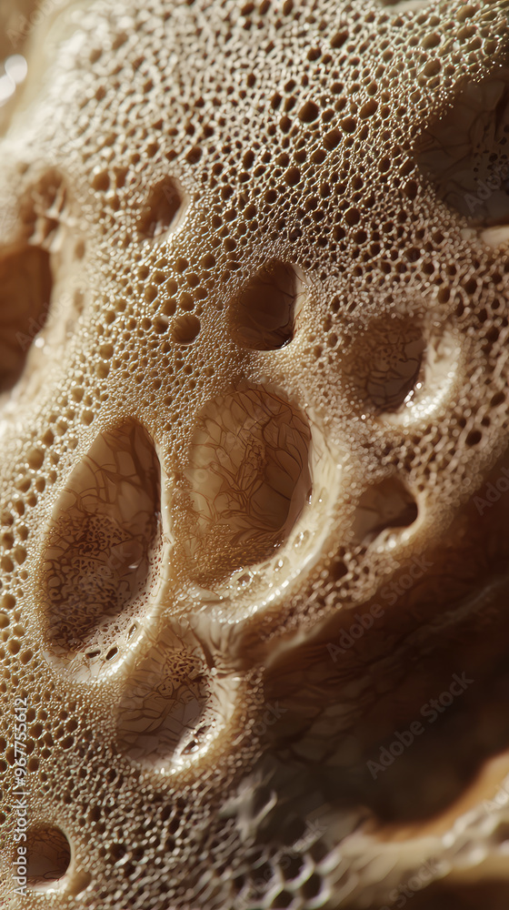Poster close up view of textured foam with bubbles and pores, showcasing intricate details and patterns. im