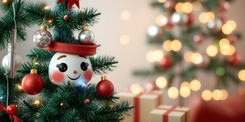 Obraz premium Christmas Tree with a Cheerful Expression