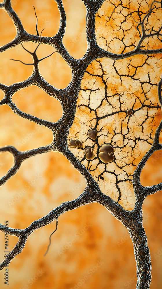 Poster nerve cross section showing intricate myelin sheath structures and neural connections, highlighting 