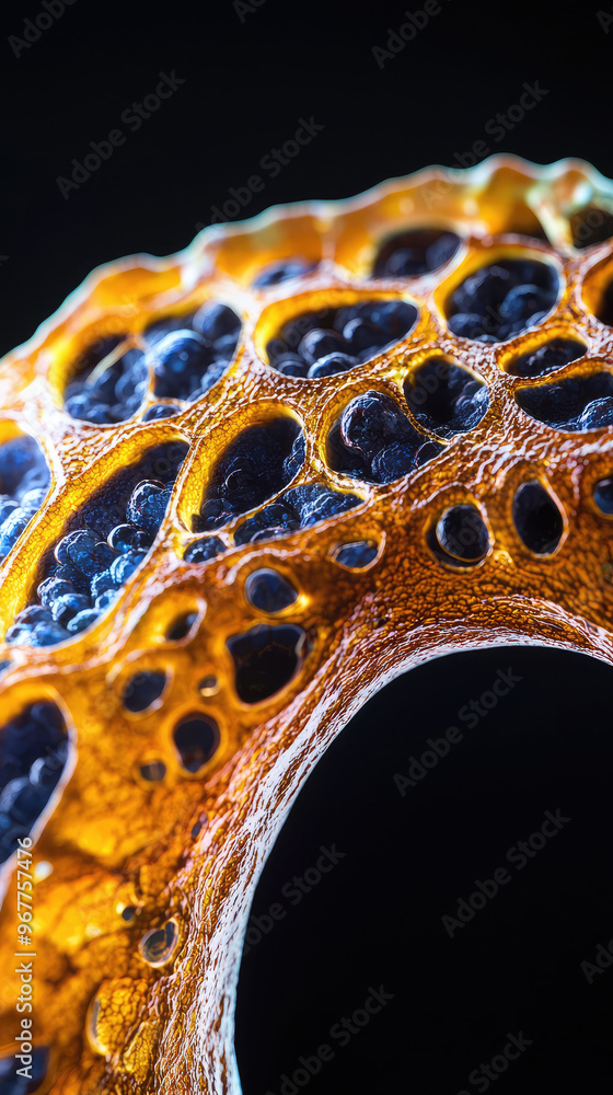 Poster intricate cross section of nerve showcasing myelin sheath, highlighting its unique texture and struc