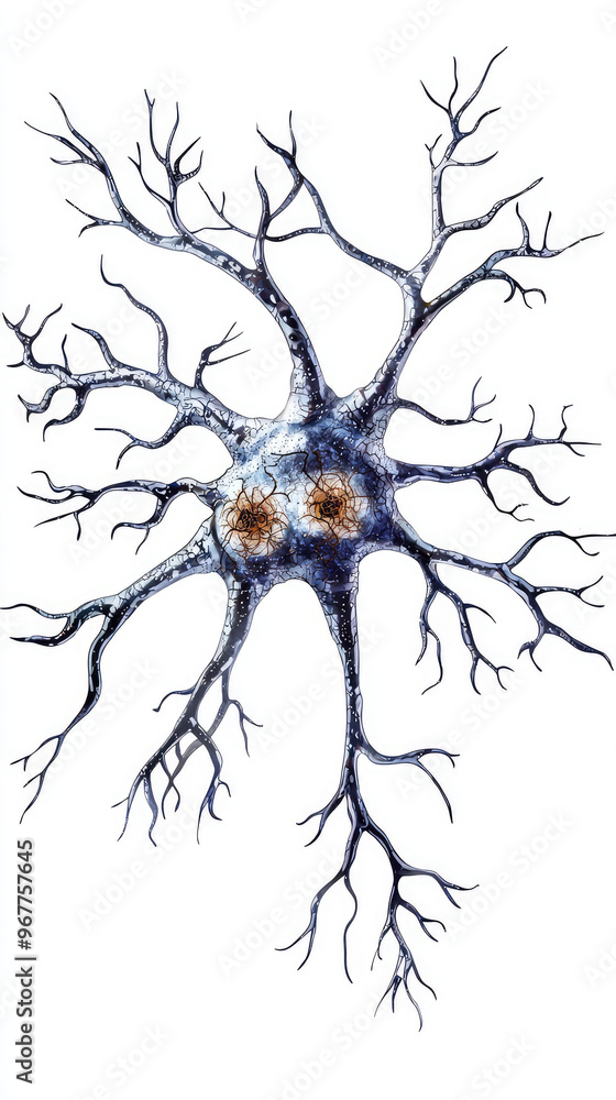 Poster image depicts detailed cross section of neuron, showcasing its intricate structure and labeled parts