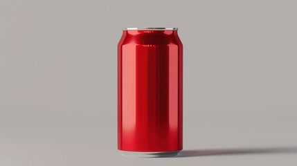 Obraz premium Empty soda can on a simple backdrop, showcasing product packaging design, ideal for branding concepts or advertising mockups, emphasizing minimalism and product focus