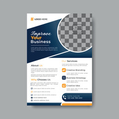 Corporate Business flyer design set with yellow dark blue, geometric shape, flyer or poster vector templet ready to print layout.
