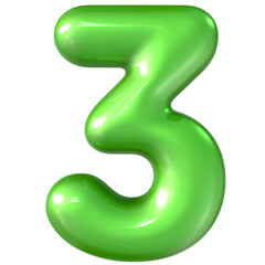Balloon Green Number 3 3d Rendering