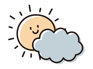 手描きの天気_晴れのち曇りさん