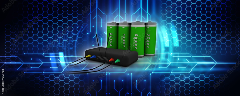 Aufkleber 3d rendering transmitter wifi with battery