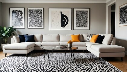 Photo interior modern design room 3d illustration;