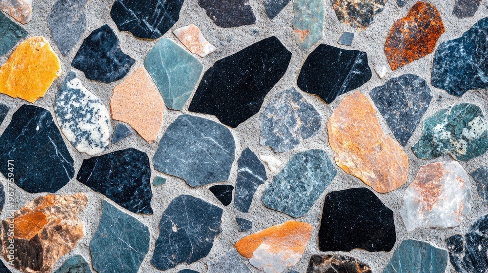 Aufkleber a colorful mosaic of different-sized stones. perfect for design projects related to architecture, co