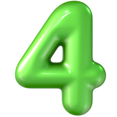 Balloon Green Number 4 3d Rendering