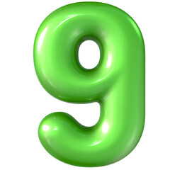 Balloon Green Number 9 3d Rendering