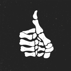 Skeleton hand with bone finger up. hand gesture
approval sign, vector illustration.
