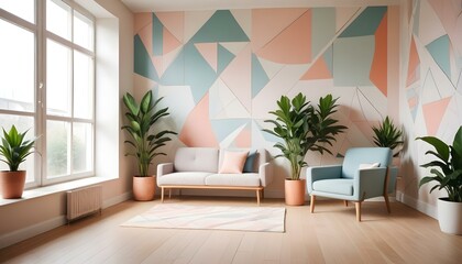Photo interior modern design room 3d illustration;