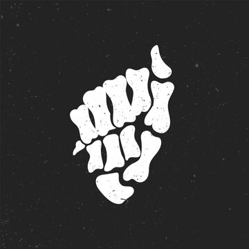 Skeleton hand is clenched into a fist. Vector clip art illustration and grunge texture.