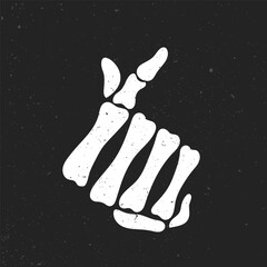 Skeleton hand, I like your gesture. White bone hand, halloween clipart.