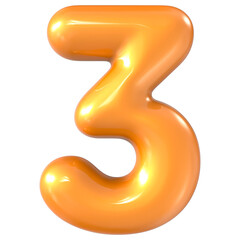 Balloon Yellow Number 3 3d Render