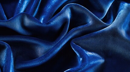 Obraz premium A close-up of rich velvety fabric in a royal blue color, capturing the depth and luxurious texture of the material