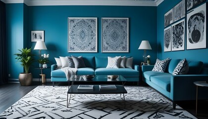 Photo interior modern design room 3d illustration;