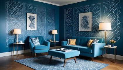 Photo interior modern design room 3d illustration;
