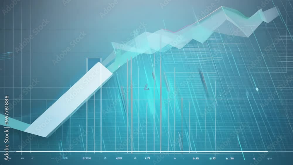 Aufkleber financial chart with rising graph lines and data points on a blue gradient background, symbolizing m
