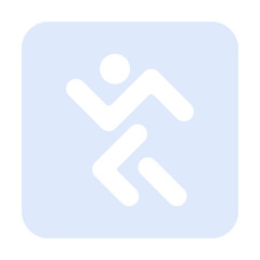 A simple graphic of a running human figure on a light blue background. Ideal for exercise, fitness themes, physical activity, health promotions, and active lifestyle concepts. Clear, modern