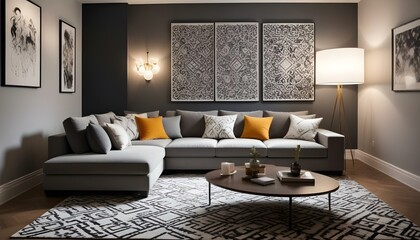 Photo interior modern design room 3d illustration;