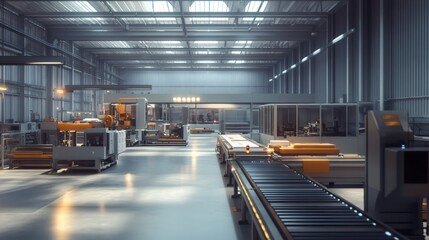 Fototapeta premium Industrial factory with a conveyor belt system.