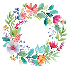 Watercolor Floral Wreath Vector Illustration  Elegant and Detailed Design for Instant Download Artwork