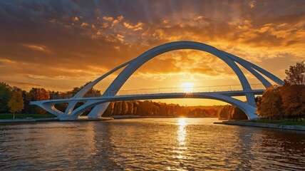 Fototapeta premium radiant sunset: a symphony of colors in nature's tranquility