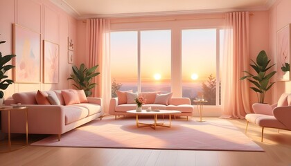 Fototapeta premium Photo interior modern design room 3d illustration;