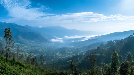 Obraz premium Mountain Landscape with Clouds and Fog