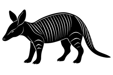 Striking black and white striped zebra, a wild mammal silhouette isolated on white in a vector illustration