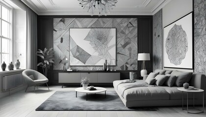 Photo interior modern design room 3d illustration;