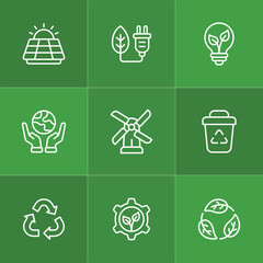Sustainability and environmental icon set