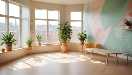 Photo interior modern design room 3d illustration;