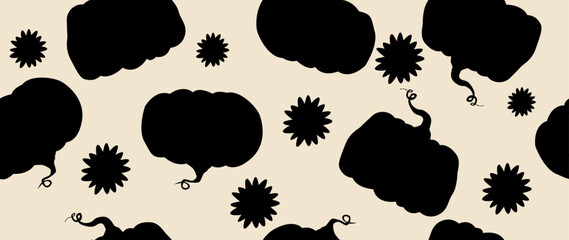 Vector seamless background. Autumn concept. Minimalistic abstract pattern. Modern black print on a light background. Ideal for textile design, screensavers, covers, cards, invitations and posters.