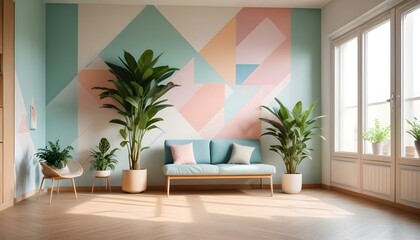 Fototapeta premium Photo interior modern design room 3d illustration;