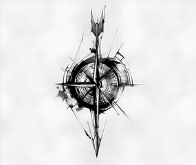 target with arrow, tattoo, compass, compass tattoo, compass design, arrow in compass design, compass drawing, tattoo drawing, illustration, map, design, drawing, north, direction © ozgurkaankoseoglu