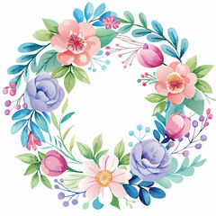 Watercolor Floral Wreath Vector Illustration  Elegant and Detailed Design for Instant Download Artwork