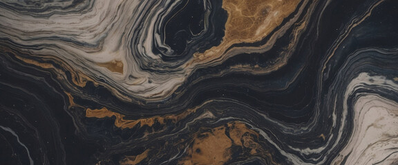 Abstract Swirls in Black, Gold and White