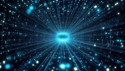 Naklejka premium Abstract Digital Tunnel with Blue Lights