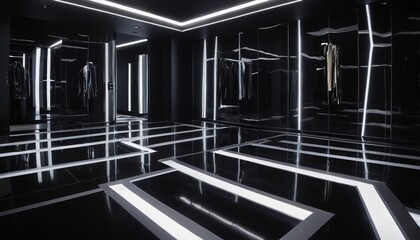 3d rendering of abstract black and white neon
21