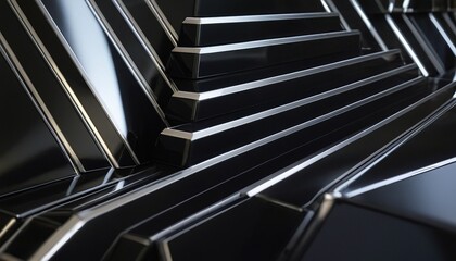 Obraz premium 3d rendering of abstract black and white neon 5