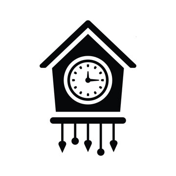 recommend clip art: Alarm, clock, cuckoo icon. Black vector graphics.