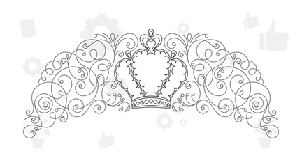 Minimal botanical wedding frame elements on white background. Set of wreath, flowers, leaf branches in hand drawn pattern. Foliage line art design for wedding, card, invitation, greeting, logo.