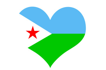 Djibouti flag heart shape icon. 