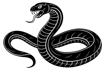 Black and white vector illustration of a cute cartoon serpent symbol