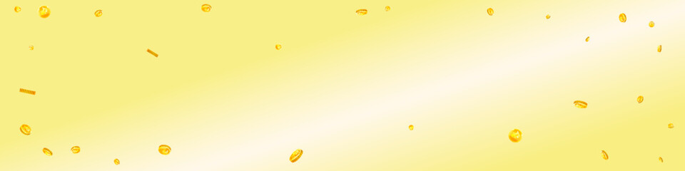 Russian ruble coins falling. Scattered gold RUB