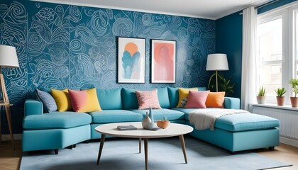 Photo interior modern design room 3d illustration;